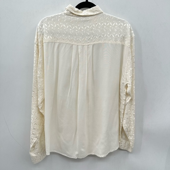 PARIS SPORT CLUB Vintage cream embroidered woman cottagecore boho blouse MEDIUM - Picture 2 of 11